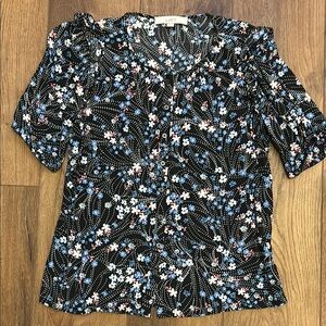 LOFT Black Floral Blouse
